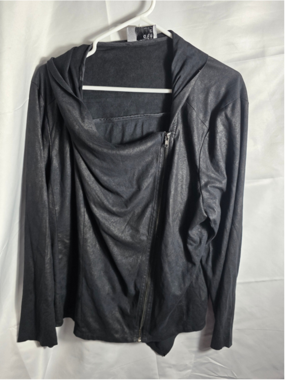 Women's Ruff Hewn Black Faux Leather shimmer Zip Jacket Size 2X Gothic rock chic
